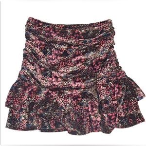 So... Velvet Floral Ruffle Mini Skirt - Size M